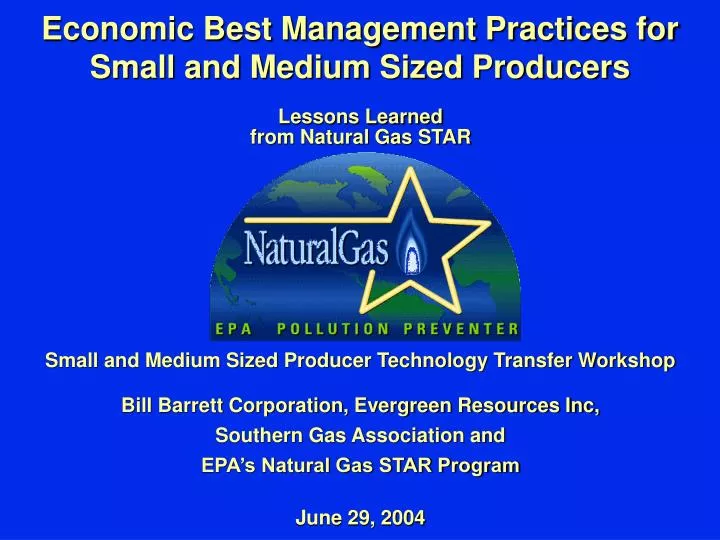 economic best management practices for small and medium sized producers