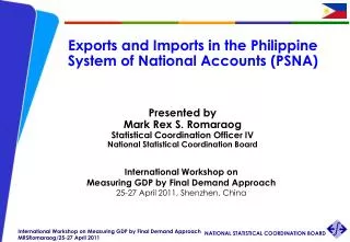 Exports and Imports in the Philippine System of National Accounts (PSNA)