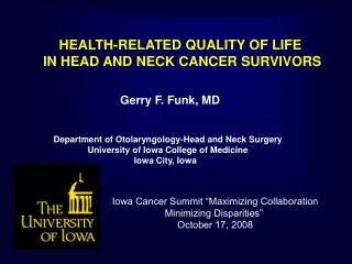 HEALTH-RELATED QUALITY OF LIFE IN HEAD AND NECK CANCER SURVIVORS