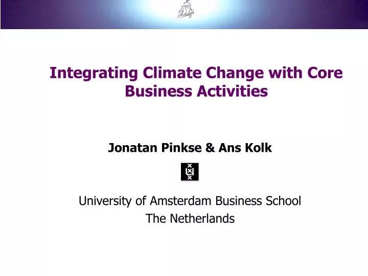 integrating climate change with core business activities