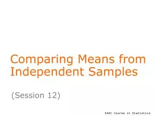 Comparing Means from Independent Samples