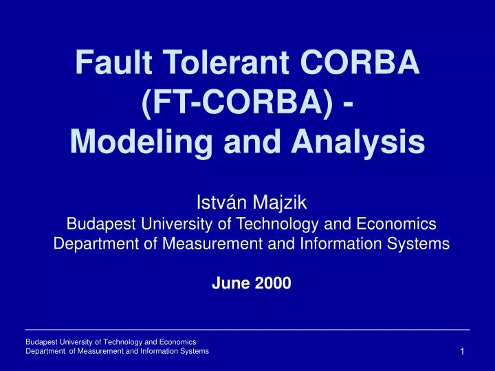 fault tolerant corba ft corba modeling and analysis