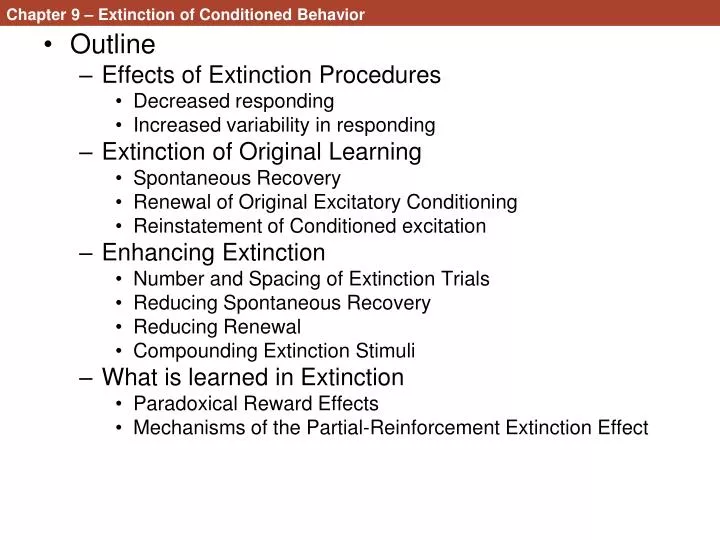 chapter 9 extinction of conditioned behavior