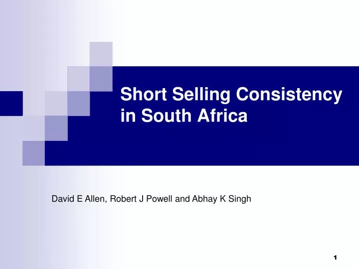 short selling consistency in south africa