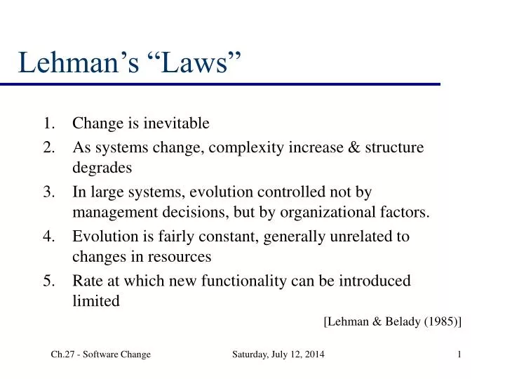 lehman s laws
