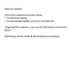 Notes &amp; Updates Instruction experience project ideas: Cornell Note Taking Incorporating DropBox into your ever