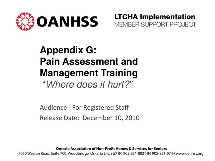 appendix g pain assessment and management training where does it hurt
