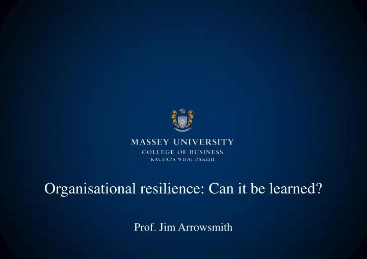 organisational resilience can it be learned