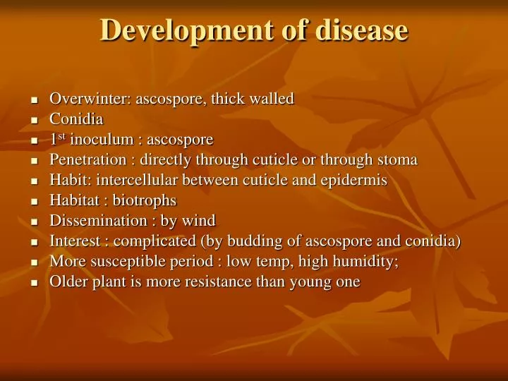 development of disease