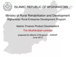ISLAMIC REPUBLIC OF AFGHANISTAN