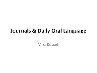 Journals &amp; Daily Oral Language