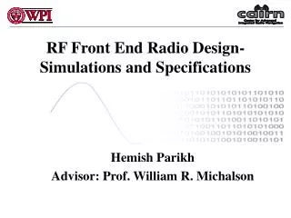 RF Front End Radio Design- Simulations and Specifications