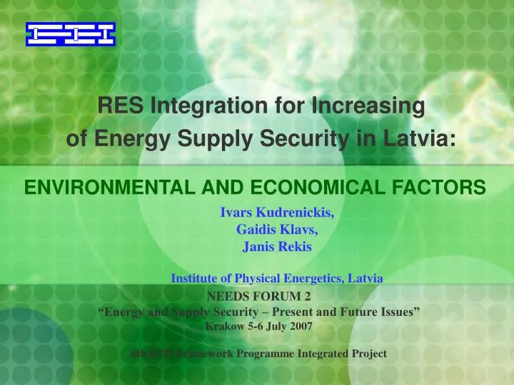 res integration for increasing of energy supply security in latvia