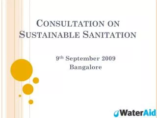 Consultation on Sustainable Sanitation