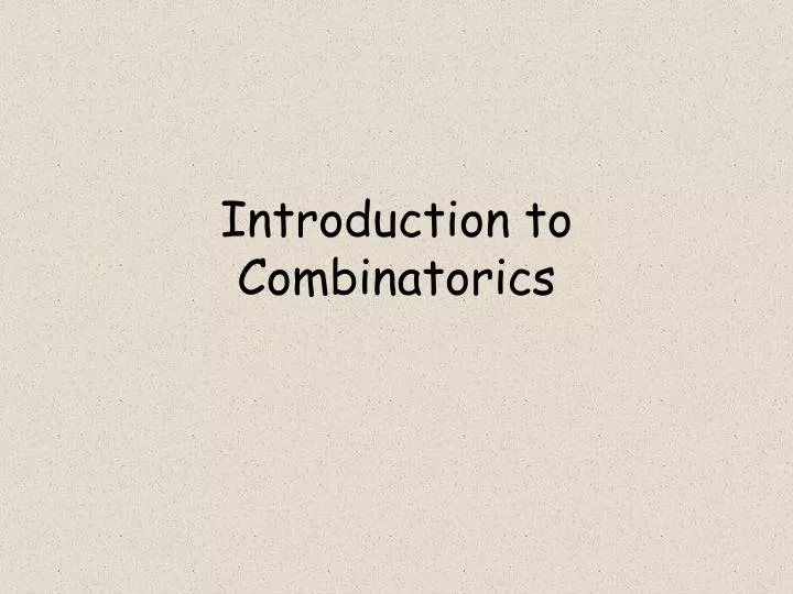 introduction to combinatorics