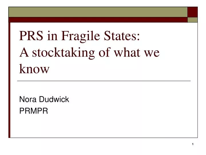 prs in fragile states a stocktaking of what we know
