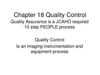 Chapter 18 Quality Control