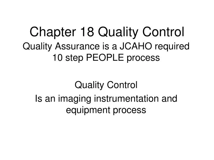 chapter 18 quality control