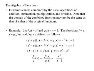 The Algebra of Functions