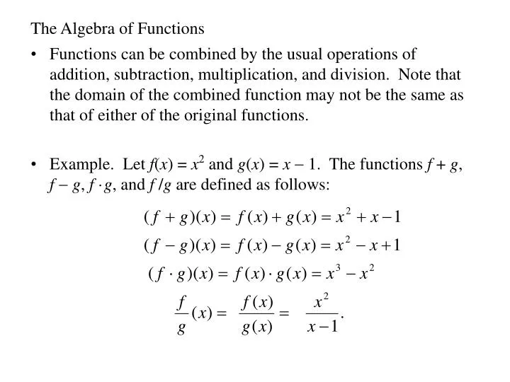 the algebra of functions