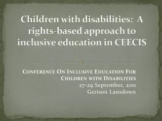 Children with disabilities: A rights-based approach to inclusive education in CEECIS