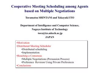 Cooperative Meeting Scheduling among Agents based on Multiple Negotiations