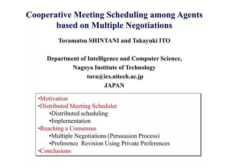cooperative meeting scheduling among agents based on multiple negotiations