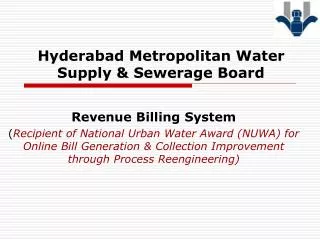 Hyderabad Metropolitan Water Supply &amp; Sewerage Board
