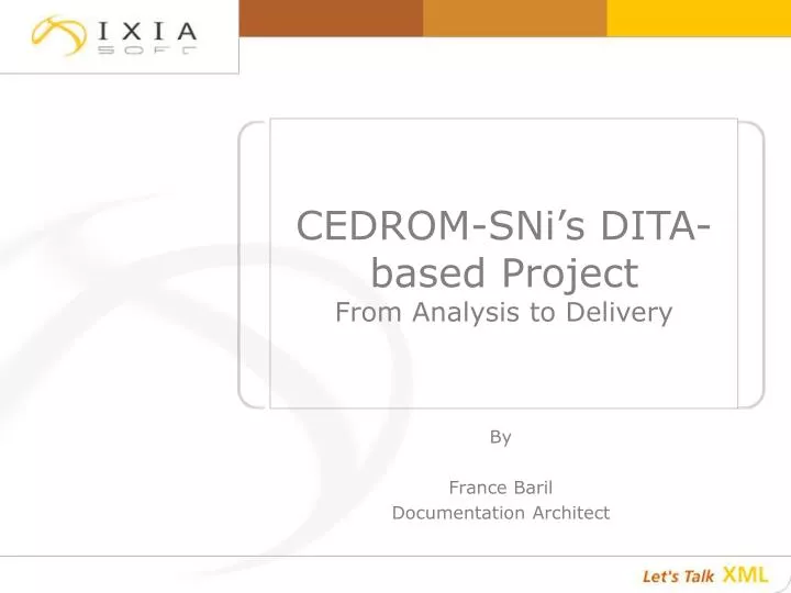 cedrom sni s dita based project from analysis to delivery