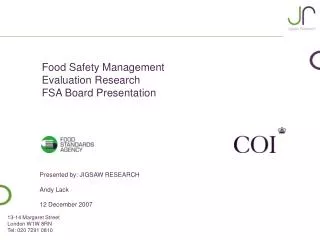 Food Safety Management Evaluation Research FSA Board Presentation