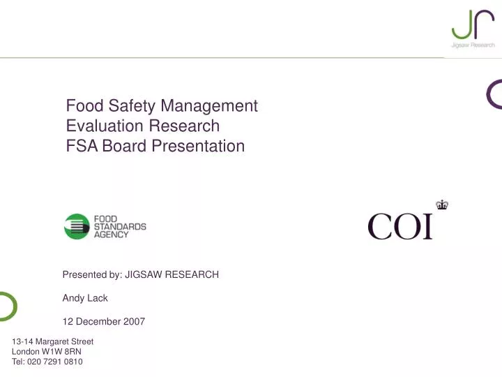 food safety management evaluation research fsa board presentation