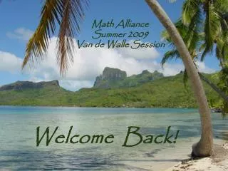 Welcome Back!