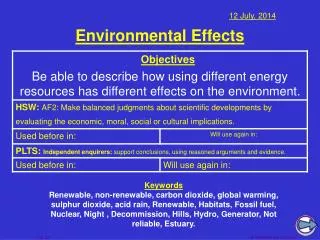 Environmental Effects