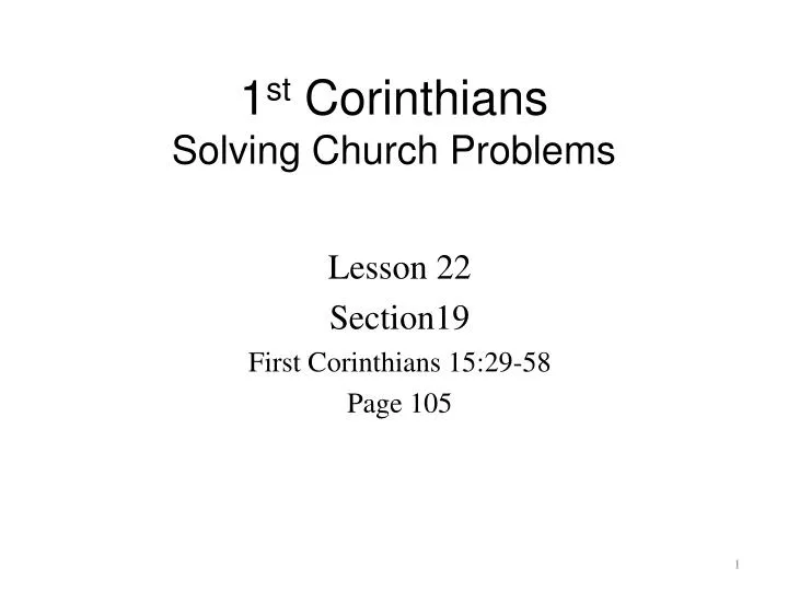 1 st corinthians solving church problems