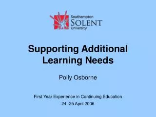Supporting Additional Learning Needs