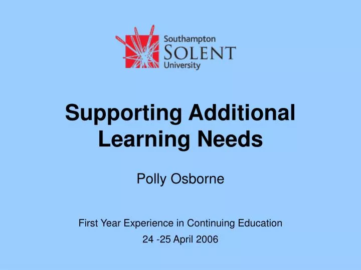 supporting additional learning needs