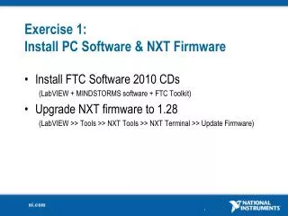Exercise 1: Install PC Software &amp; NXT Firmware