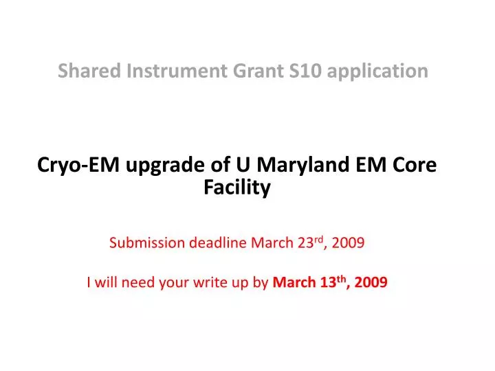 shared instrument grant s10 application