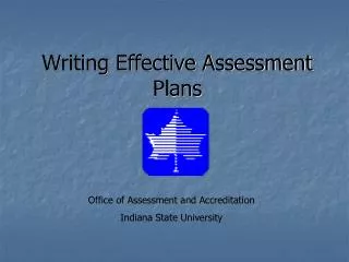 Writing Effective Assessment Plans