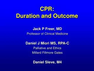 CPR: Duration and Outcome