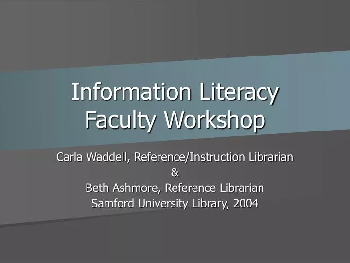 information literacy faculty workshop