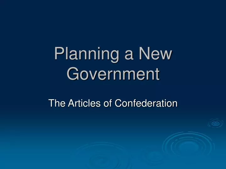 planning a new government