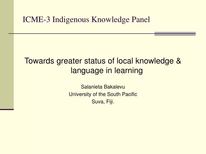 icme 3 indigenous knowledge panel