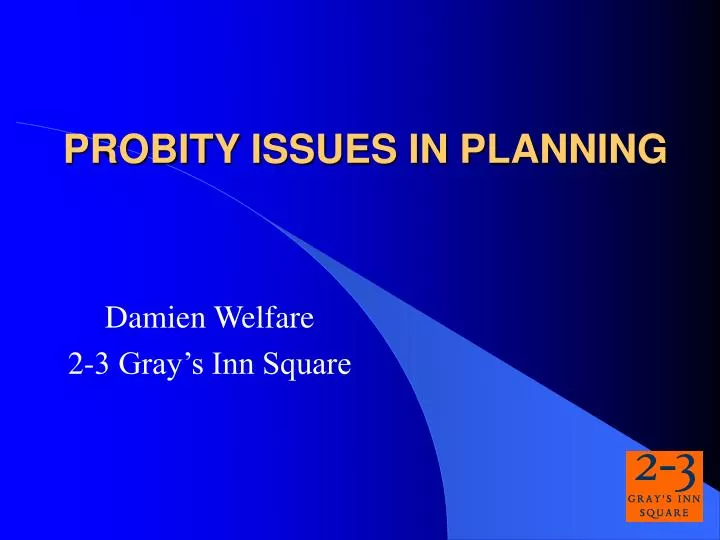probity issues in planning