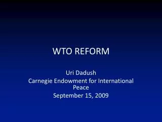 WTO REFORM