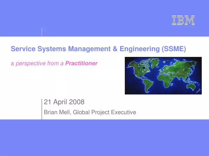service systems management engineering ssme a perspective from a practitioner