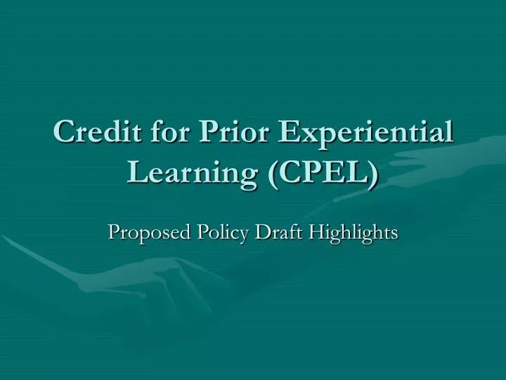 credit for prior experiential learning cpel