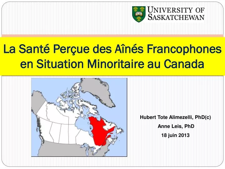 la sant per ue des a n s francophones en situation minoritaire au canada