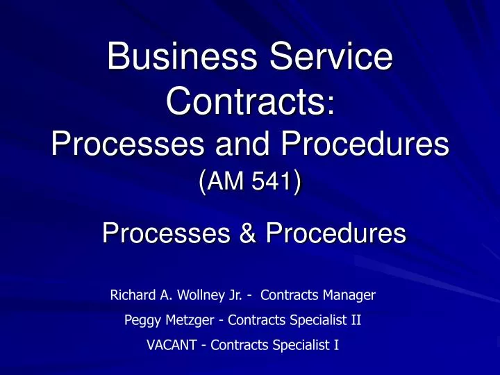 business service contracts processes and procedures am 541