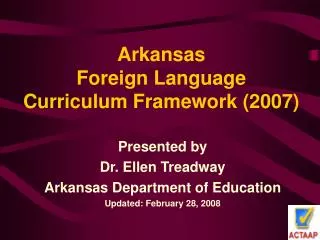 Arkansas Foreign Language Curriculum Framework (2007)
